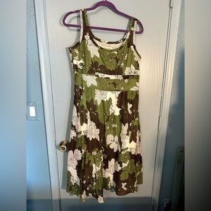 Jones New York green/brown sleeveless sundress, 12, EUC